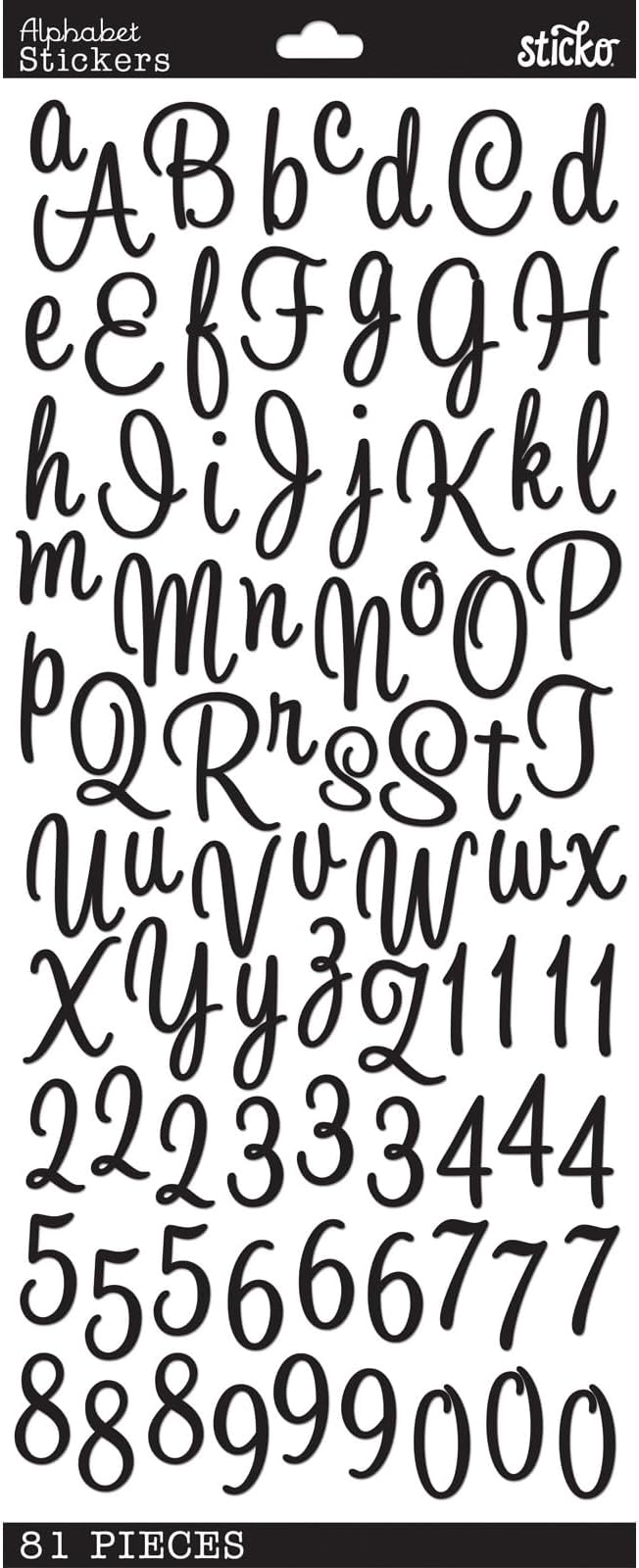 Sticko Alphabet Stickers-Sweetheart Script Black