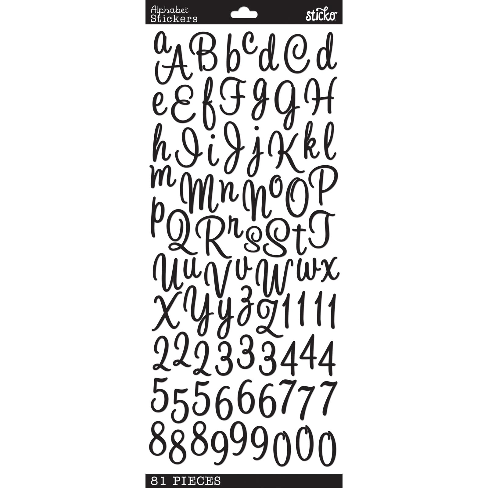 Sticko Alphabet Stickers-Sweetheart Script Black