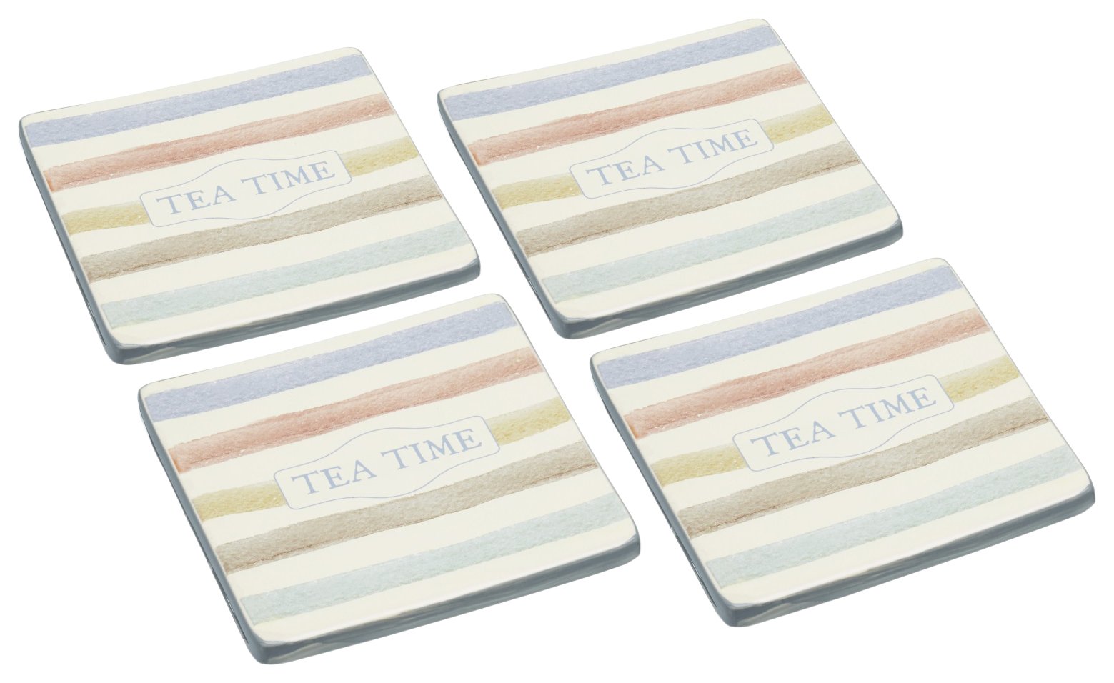 KitchenCraftClassic Collection Vintage-Style Ceramic Drink Coasters (Set of 4), 10 x 9.8 x 0.8 cm