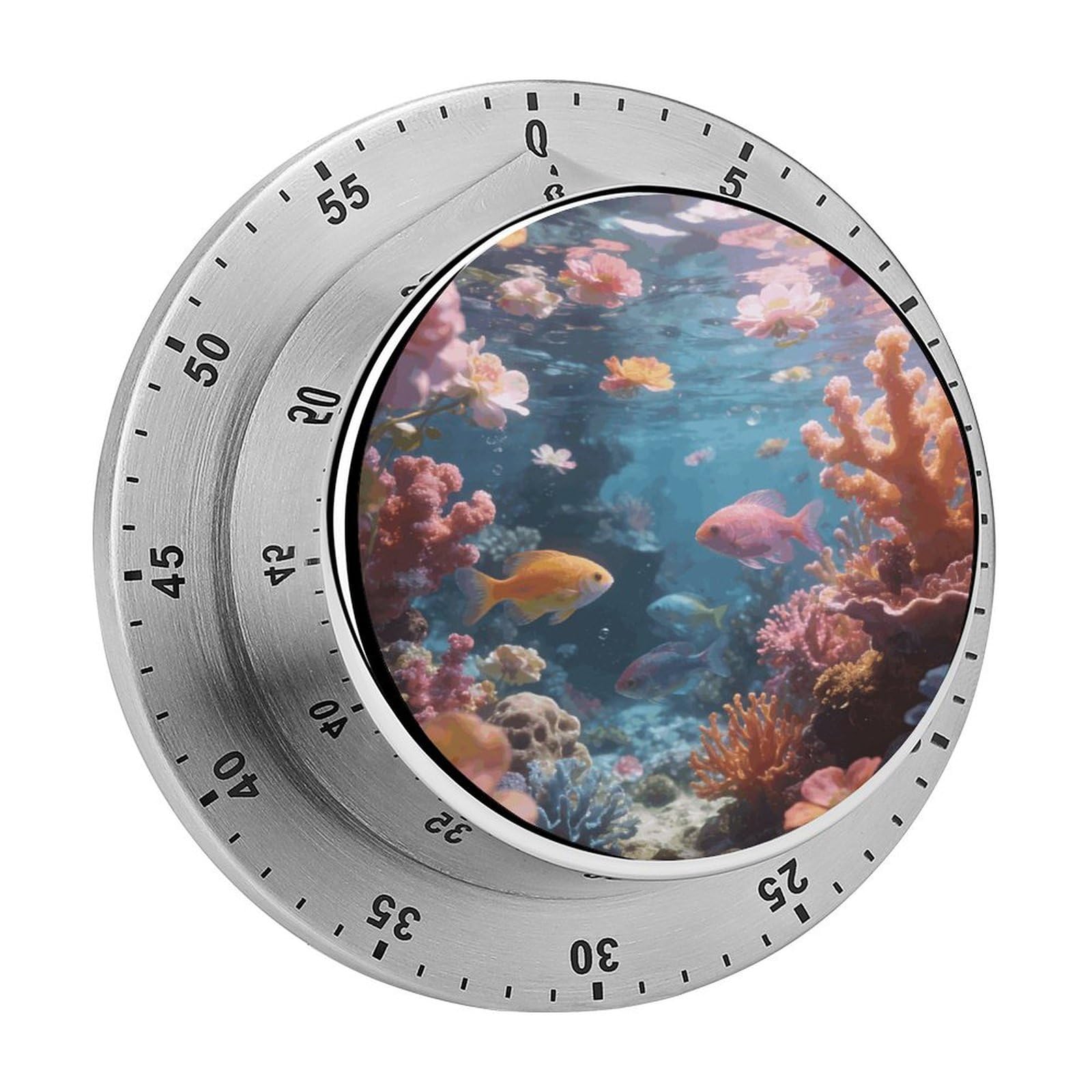 Floralsea Mechanical Kitchen Timer, Magnetic Stainless Steel Countdown Timer, Loud Alarm Cooking Timer for Baking, Cooking, Fitness, Classroom, No Battery Needed