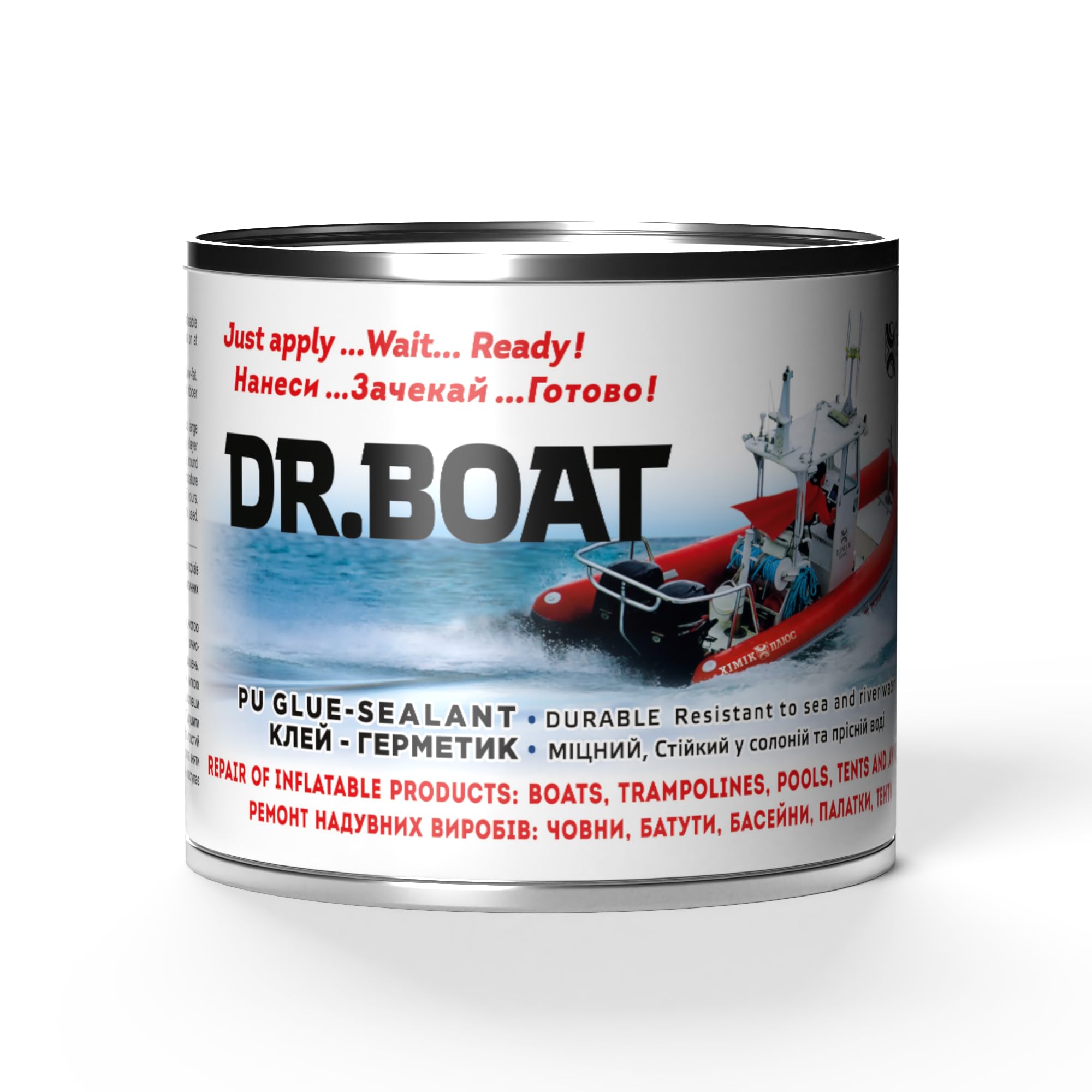 Dr Boat Heavy Duty Repair Kit for Boat Kayak, Canoe, Tent, Inflatables, Swimming Pool, Hot Tub - LIQUID PATCH Resistant to Fresh and Salt Water UV-Resistant Long-lasting 330ML Tub-image-40