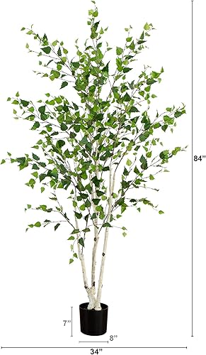 Miniatura 2 de Nearly Natural Árbol de abedul artificial de 7 pies con hojas de tacto real