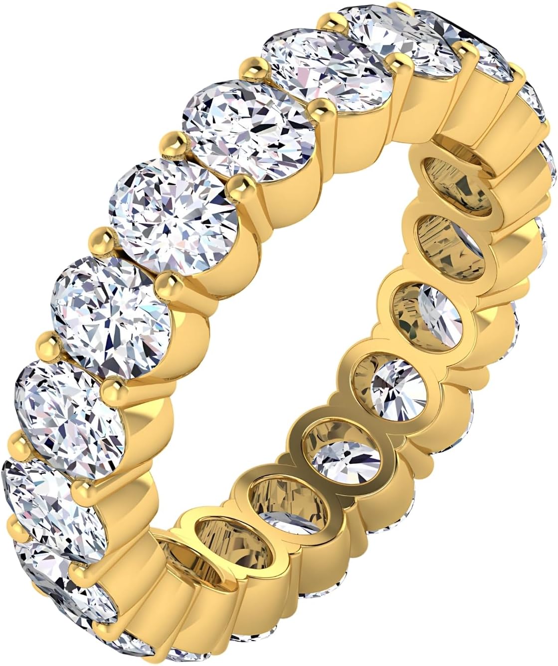 4.23 CTW Oval Cut Diamond Eternity Ring for Women in 14K White Gold/Yellow Gold | E-F Color, VS Clarity | Wedding, Anniversary, Luxury Fine Jewelry Gift | Lab-Grown Diamonds | Ring Size 6.5 - Image 3