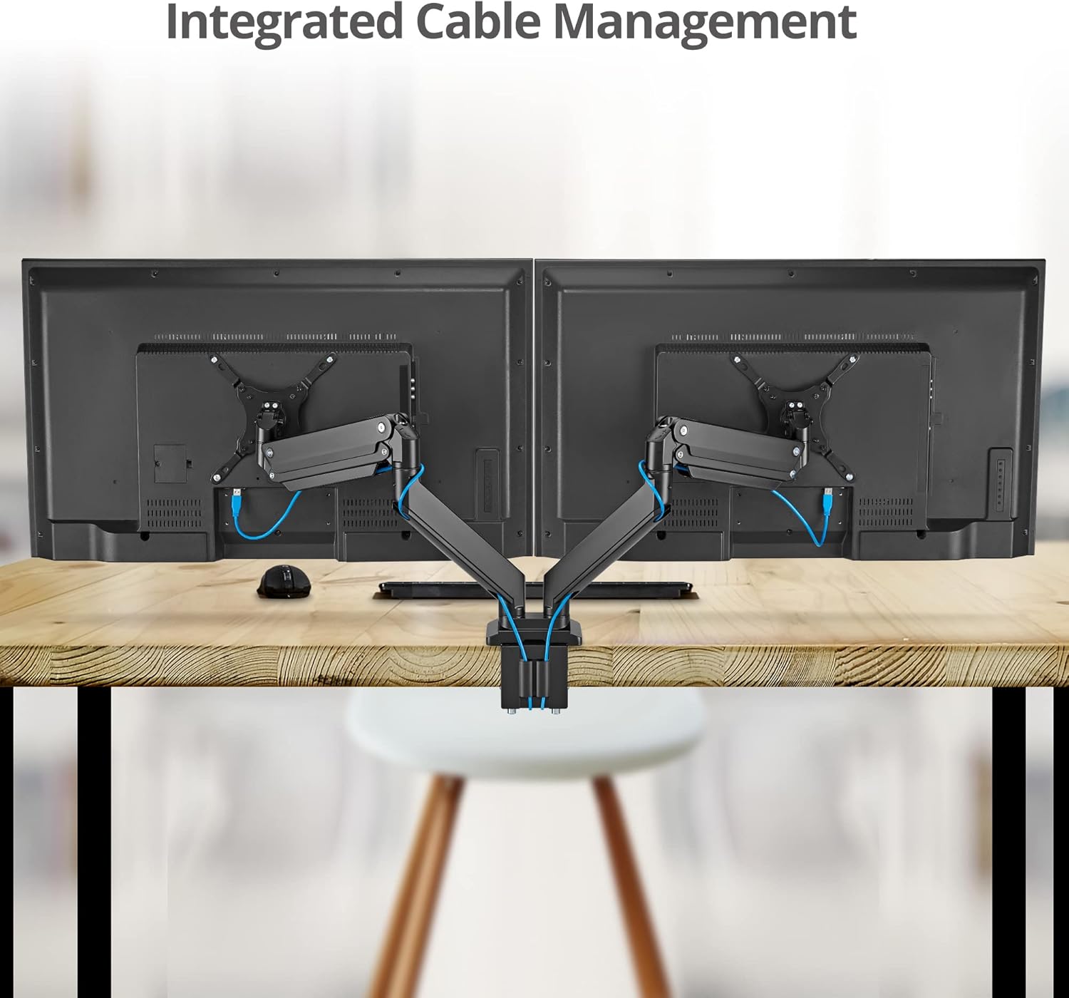 SIIG Dual Monitor Desk Mount, 17" to 43", Heavy-Duty Premium Gas Spring, Fits Two Flat/Curved Monitors, Load 45 lbs max Each, VESA 75x75 100x100 200x200, C-Clamp and Grommet Base (CE-MT3011-S1)