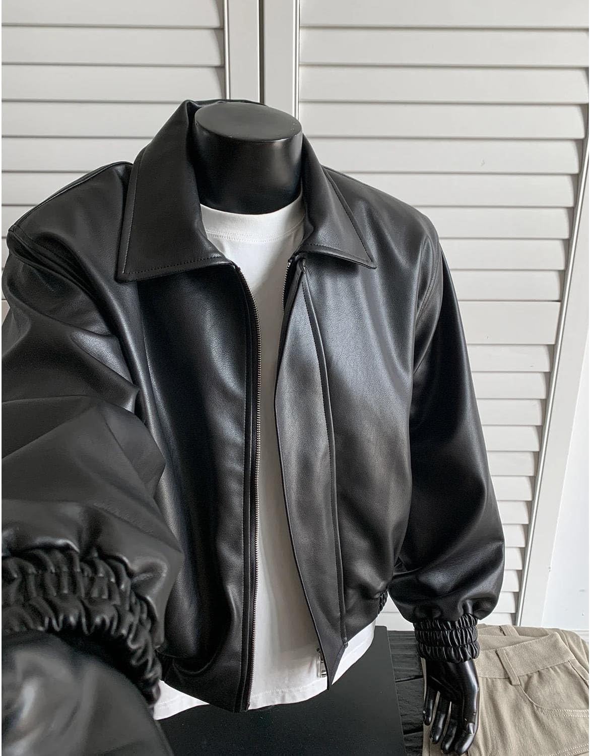 Men’s Lightweight Faux Leather Jacket Spring Casual Motorcycle Coat Comfortable Stylish