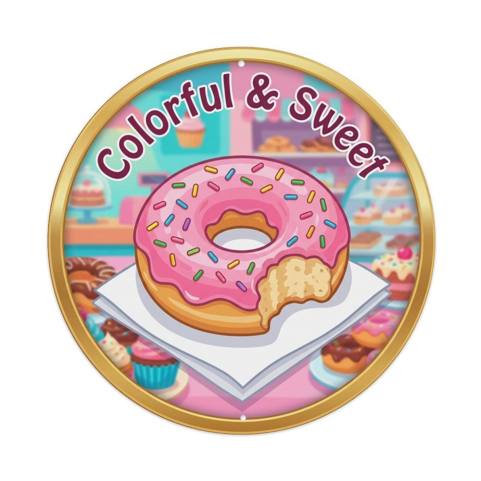 Metal Tin Sign Donut Sprinkle Gourmet Food