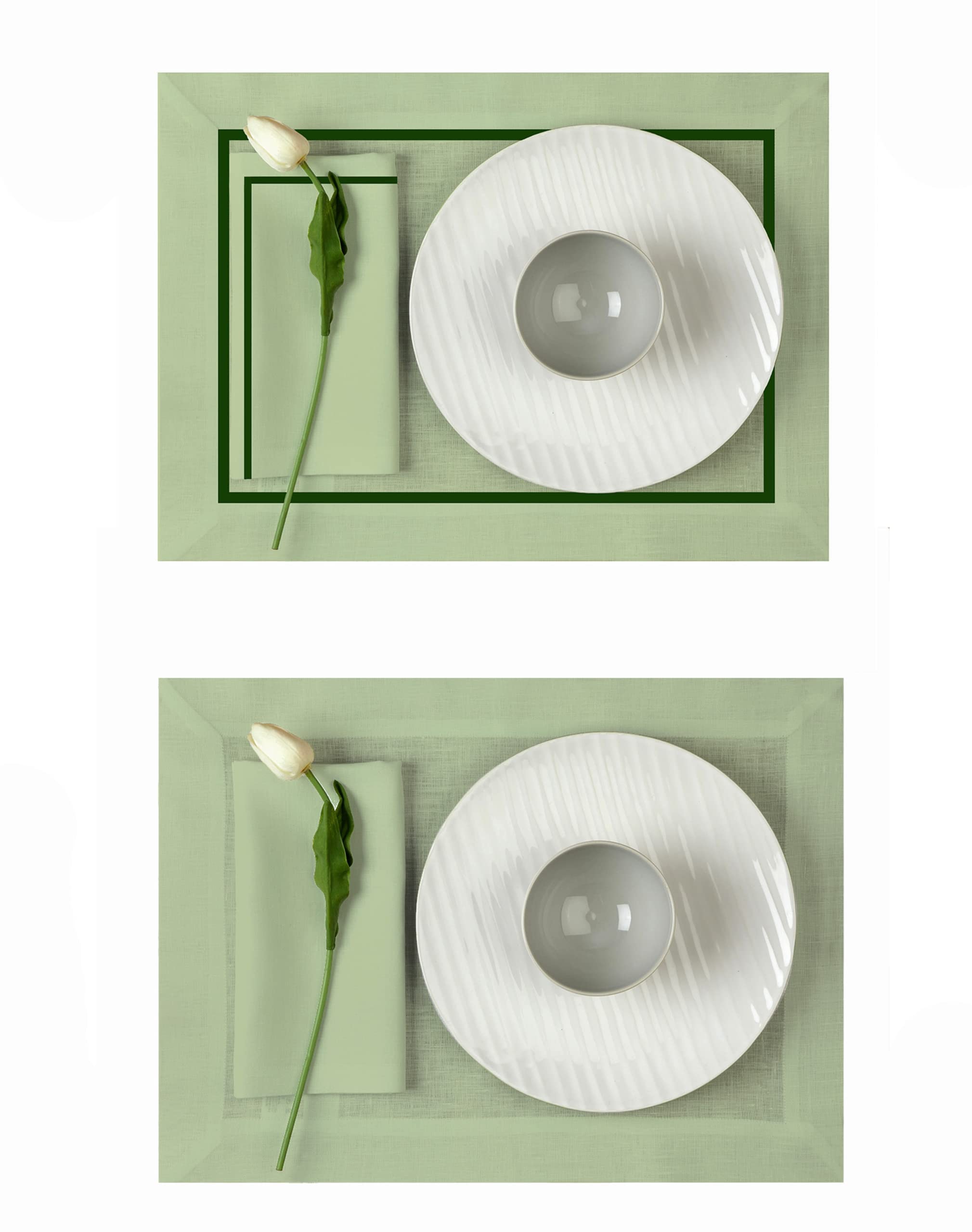 D'Moksha St Patricks Placemats Sage and Forest Green 14 x 19 inch Set of 4-100% Pure Linen Reversible Cloth Placemats/Dinner Mats/Dining Table Mat, Machine Washable- Themed Party, Indoor, Home, Gift