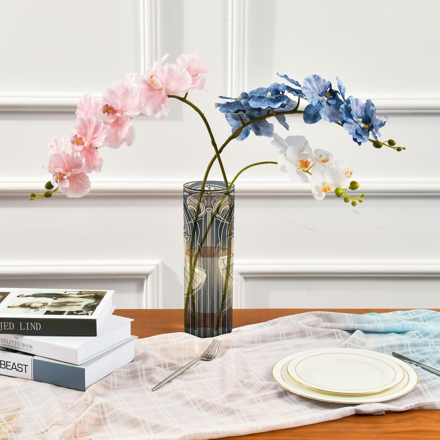 Flower Vase Art Nouveau Artistic Image of Ballerina Dancing in The Backlight Plastic Vase Decor for Home Office Party