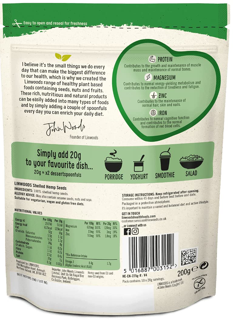 Linwoods Shelled Hemp Seeds 225g