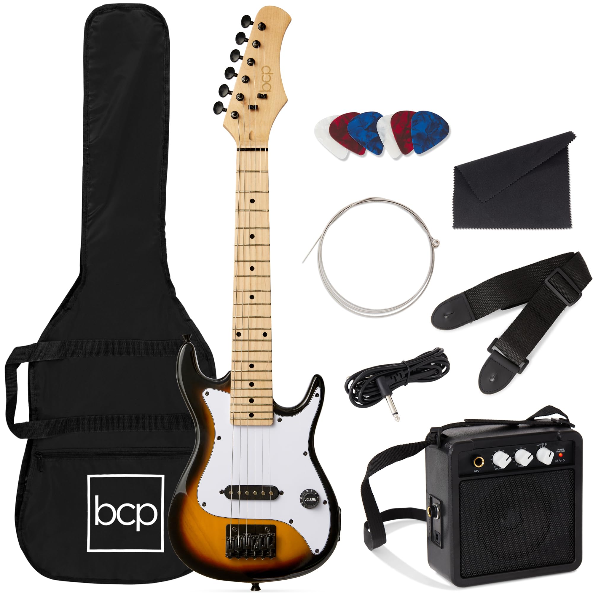 Best Choice Products 30in Kids Electric Guitar Beginner Starter Kit w/ 5W Amplifier, Strap, Gig Bag, Strings, Picks - Sunburst