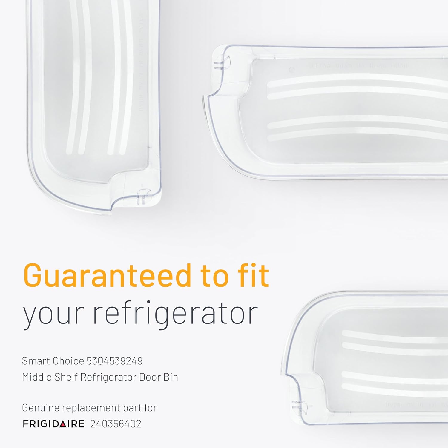 Smart Choice 240356402 Refrigerator Door Shelf Bin, Top, Clear