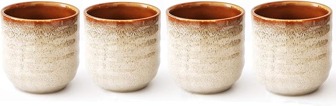 Japanese Style Ceramic Tea Set, Tea Cup, Coffee Cup, Yerba Mate Set, Ceramic Mate Cup Set of 4 (cream-colored)