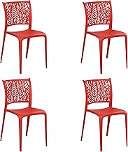 Totò Piccinni SPRING Chair in Polypropylene Modern Stackable Design for Outdoor and Indoor (Red, 4)