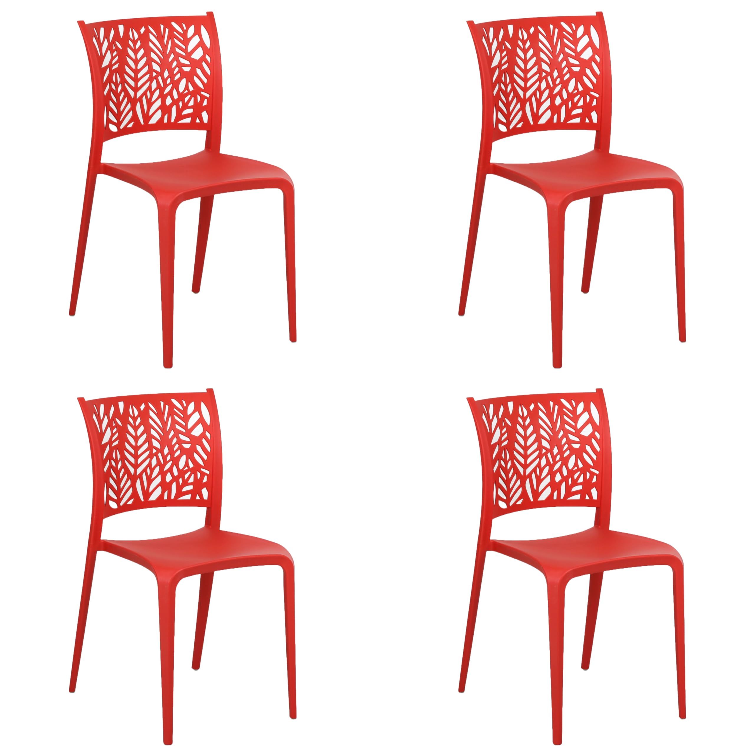 Totò Piccinni Sedia SPRING in Polipropilene moderno design impilabile per esterno e interno (Rosso, 4)
