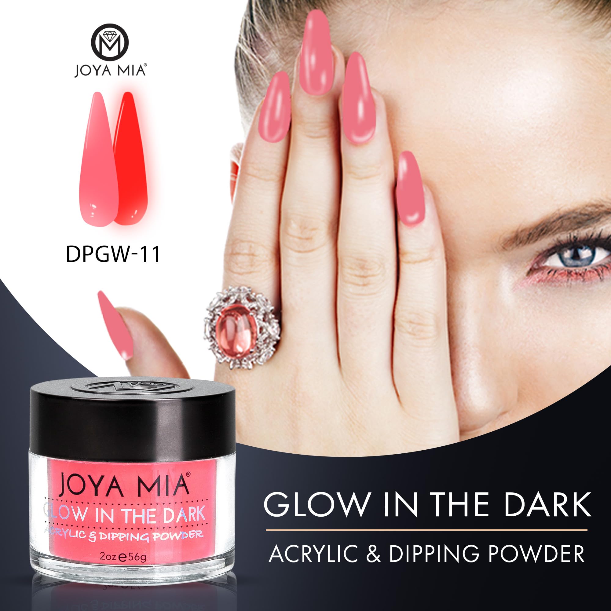 Glow-in-the-Dark Acrylic & Dipping Powder – Premium Nail Powder for Flawless Enhancements, Available in 12 Colors, 2 oz (DPGW-11) – Joya Mia