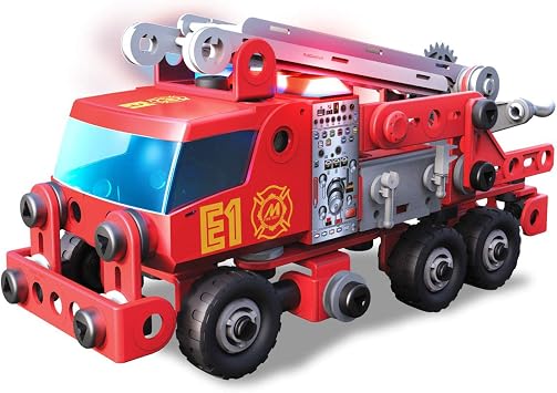 Meccano-Erector Junior - Rescue Fire Truck with Lights and Sounds Model Building Kit