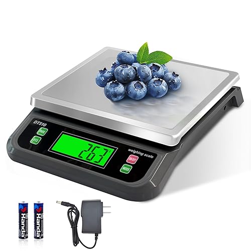Miniatura 1 de Báscula digital grande de alimentos para cocina de 88 libras88.2 lbs con tara y PCS Funtion Bandeja de acero inoxidable para hornear con adaptador,