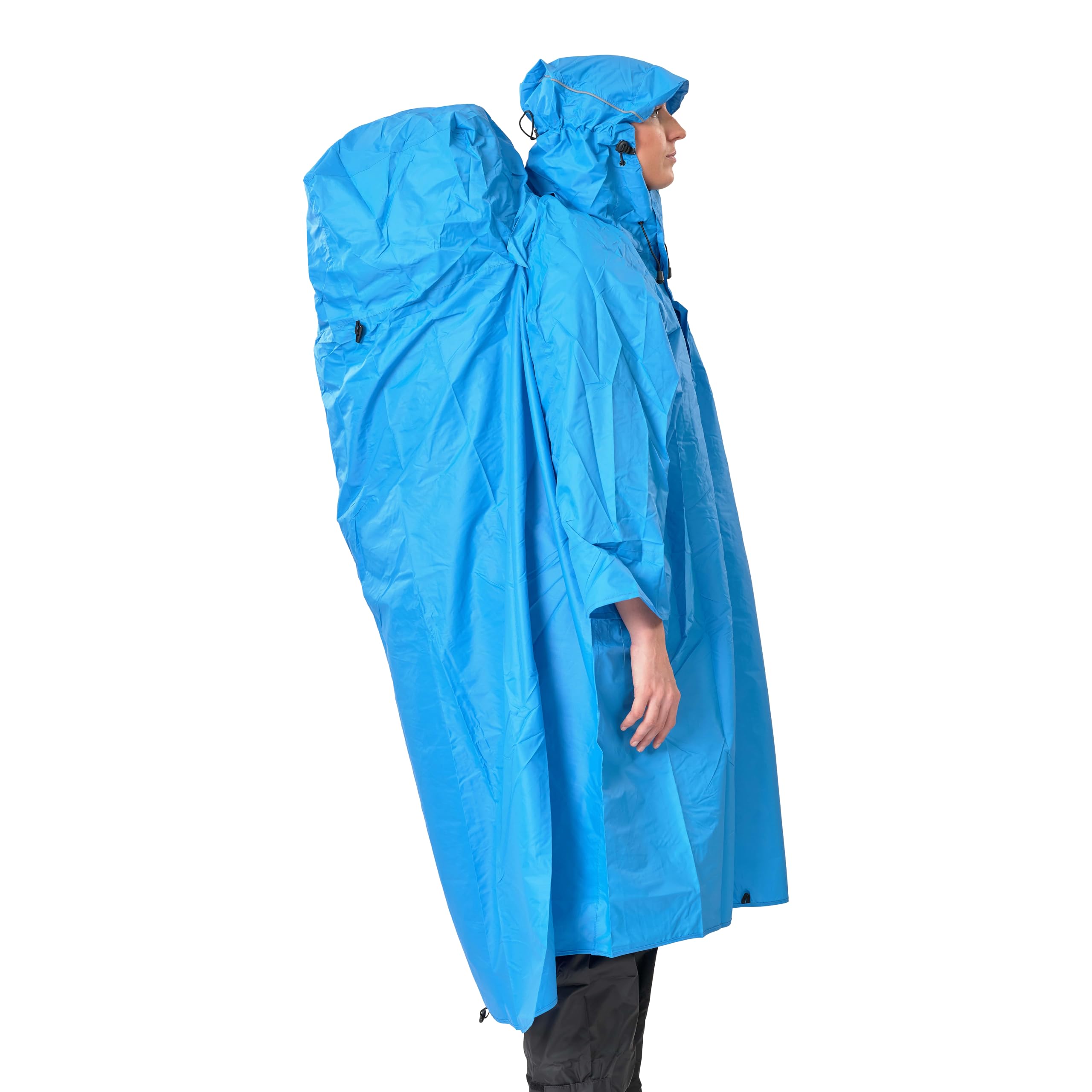 LOWLAND OUTDOOR Zainetto poncho, colore: blu, Poncho impermeabile a zaino., Blu, XL