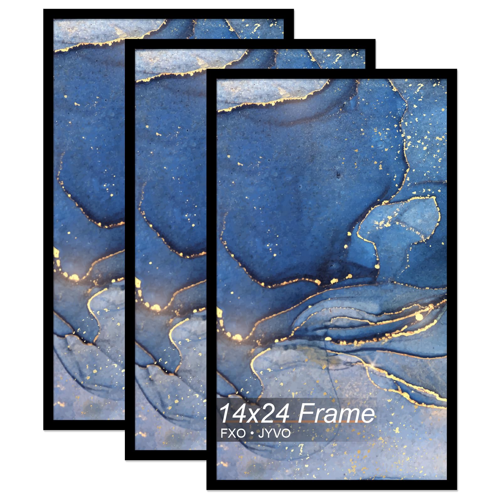 Fxojyvo 14x24 Poster Frame Set of 3, Black Frame for 14 x 24 Inch Picture Poster Photo, Light Weight and High Transparent 14 by 24 Frame for Wall - 3 Pack/Black/14 x24 — image 1