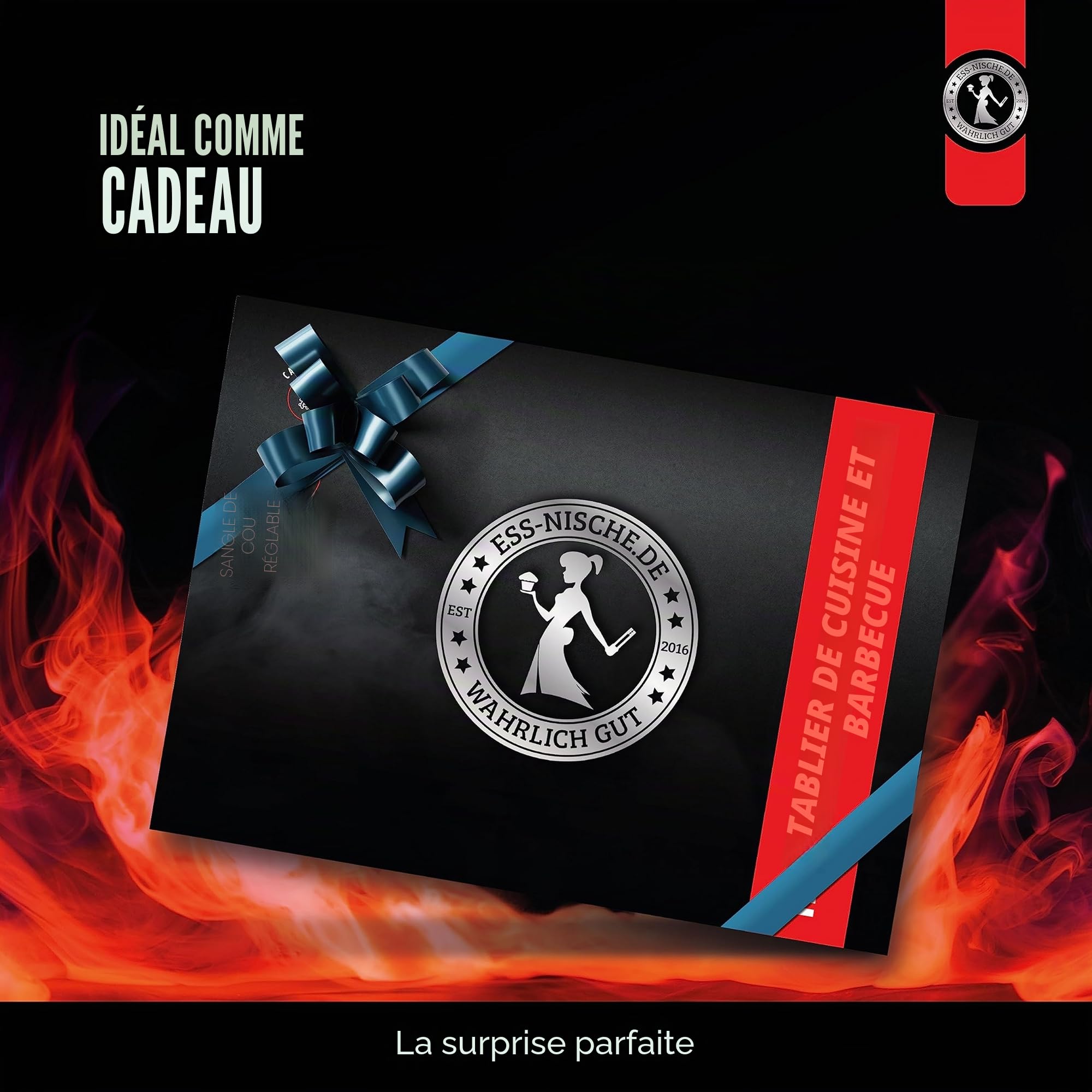 Ess-Nische® Tablier de cuisine Tablier de barbecue pour hommes et femmes - Idéal comme cadeau pour hommes, grand-mère ou grand-père