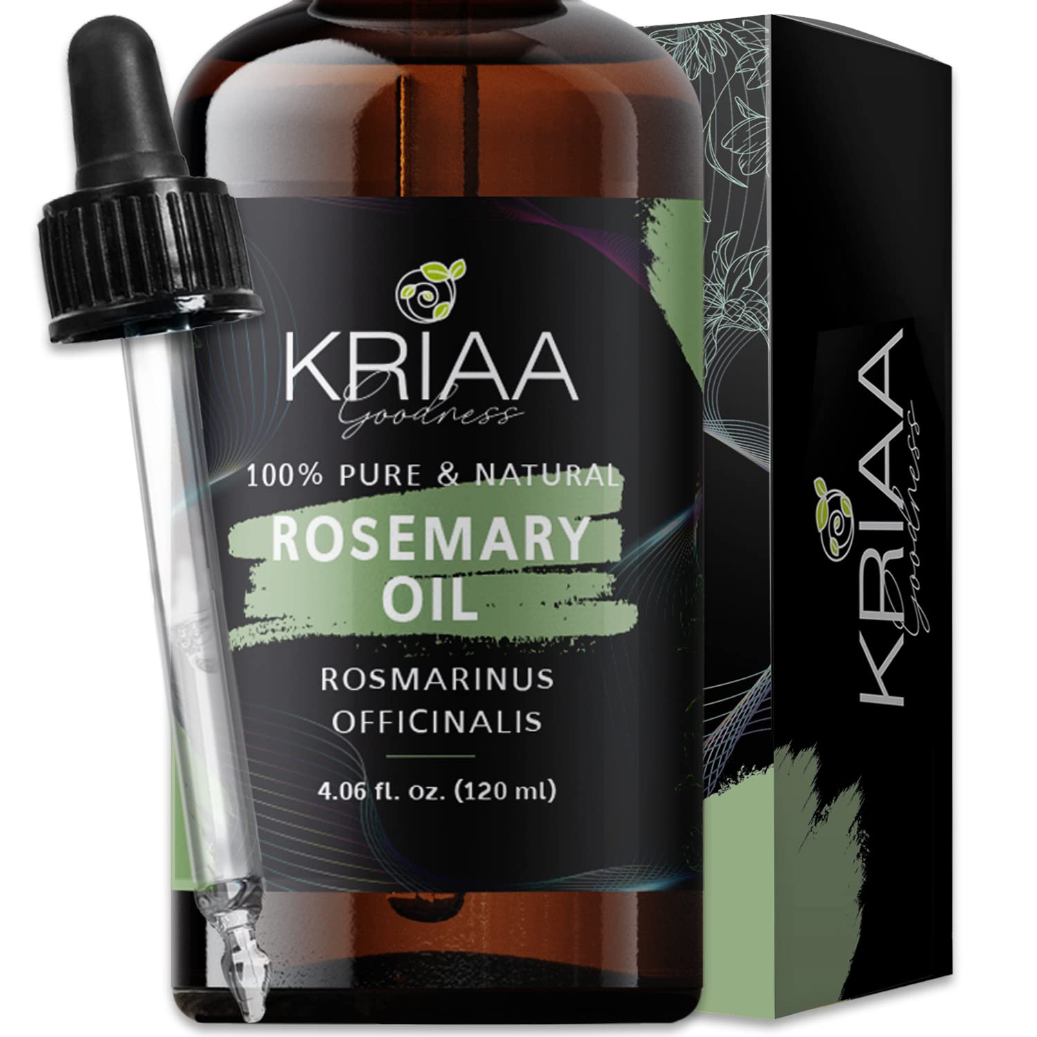 로즈마리 에센셜 오일 120ML 대형 병 선물 상자 - 아로마테라피용 100% 순수 천연 에센셜 오일