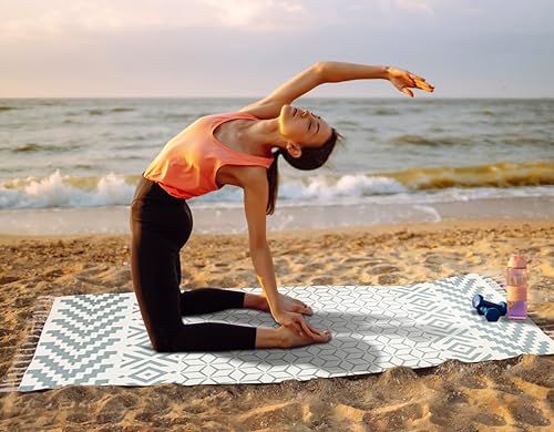 Miniatura 7 de Cifupy Tapete de yoga orgánico hecho a mano con esterilla de yoga de algodón orgánico, alfombra de yoga plegable y antideslizante tejida a mano que