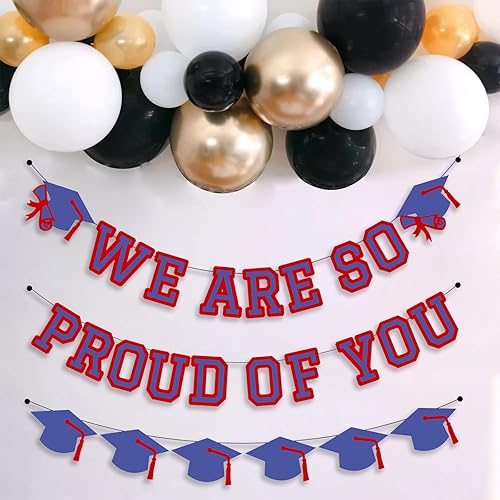Miniatura 4 de Letrero con texto en inglés We Are So Proud Of You, decoración de fiesta de graduación, guirnalda de letras con tapa de felicitaciones, letrero de