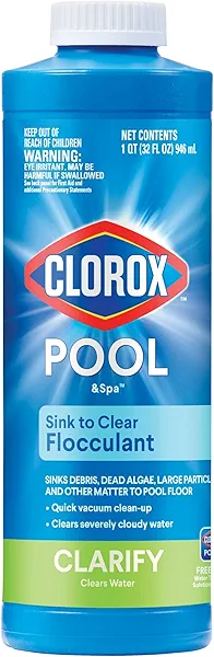 Clorox® Pool&Spa™ Swimming Pool Sink to Clear Flocculant, Sinks Debris, Dead Algae, Large Particles & Other Matters to Pool Floor, 1 Quart (Pack of 1)