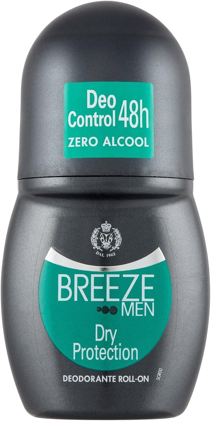 Breeze Men Dry Protection Roll-on Luchtverfrisser, 48 uur, 0% alcohol 50 ml