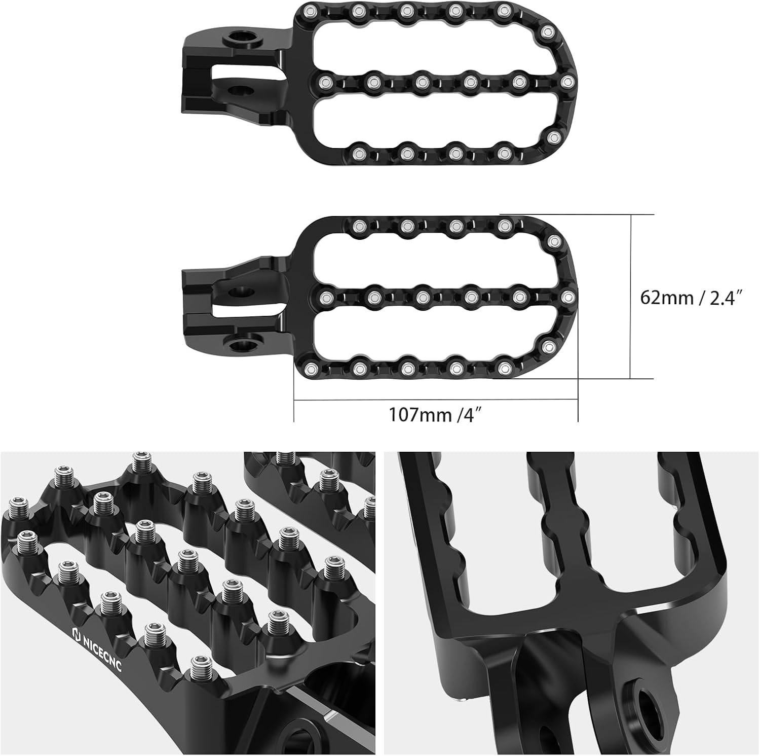 NICECNC Black Motorcycle Wide Foot Pegs Footrest Compatible with KTM 125-500 XC XCF SX SXF 2017-2022 125-500 EXC EXCF 2017-2023,Compatible with Husqvarna 125-501 TE FE 2017-2023,See Fitment