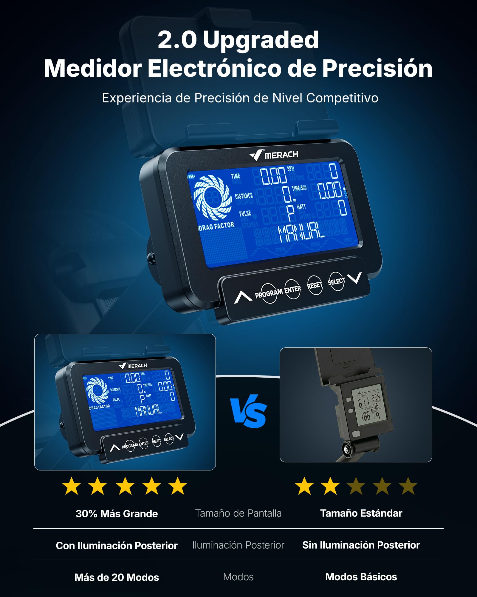 MERACH NovaRow R50 Pro Wioślarz z oporem powietrznym do domu | Monitor treningowy, Regulowany opór powietrza, Ergonomiczne siedzisko, Uchwyt na urządzenie, Łatwe przechowywanie