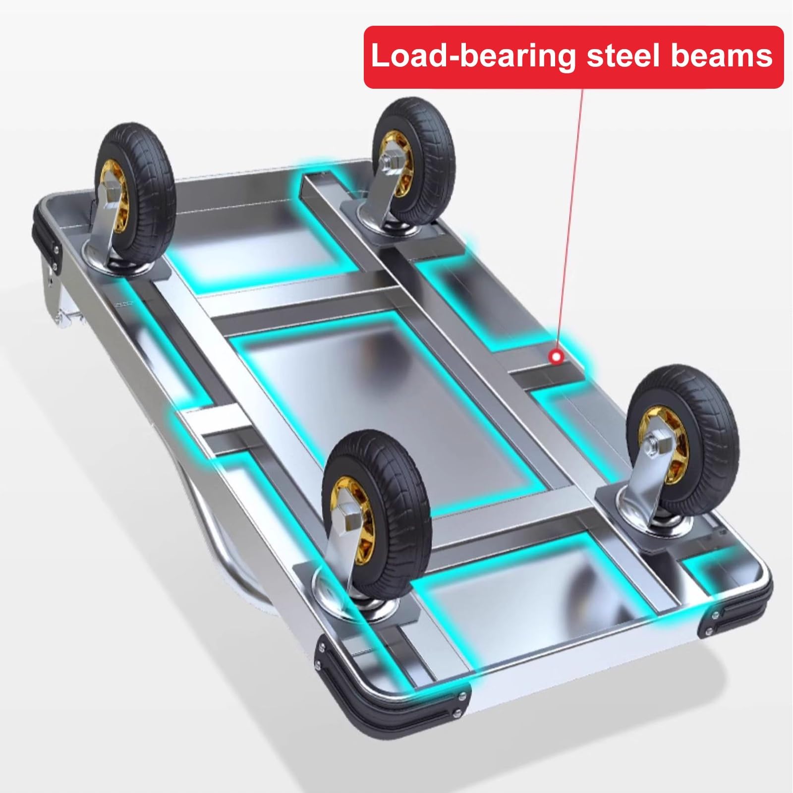 Carrito Transporte con Ruedas, Carro Plegable Tiene Una Gran Capacidad De Carga, Fácil De Mover, Fácil De Almacenar, Fácil De Transportar, Adecuado para Carga Y Descarga(Plata,23.6x35.4in)