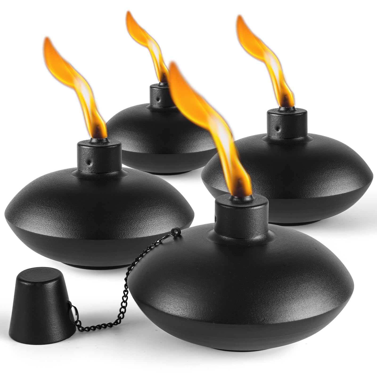 ZSZMFH 4 Pack Metal Table Top Torches,18 oz Citronella Torches for Outside， Refillable Citronella Flame Light Torch with Wicks and Covers, Landscape Lanterns Torches for Party, Garden Decor，DIY