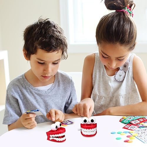 Miniatura 7 de Dientes parloteadores cuerda juguete: juguete de dientes que caminan con ojos LED divertidos dientes falsos de juguete de relojería dentaduras de