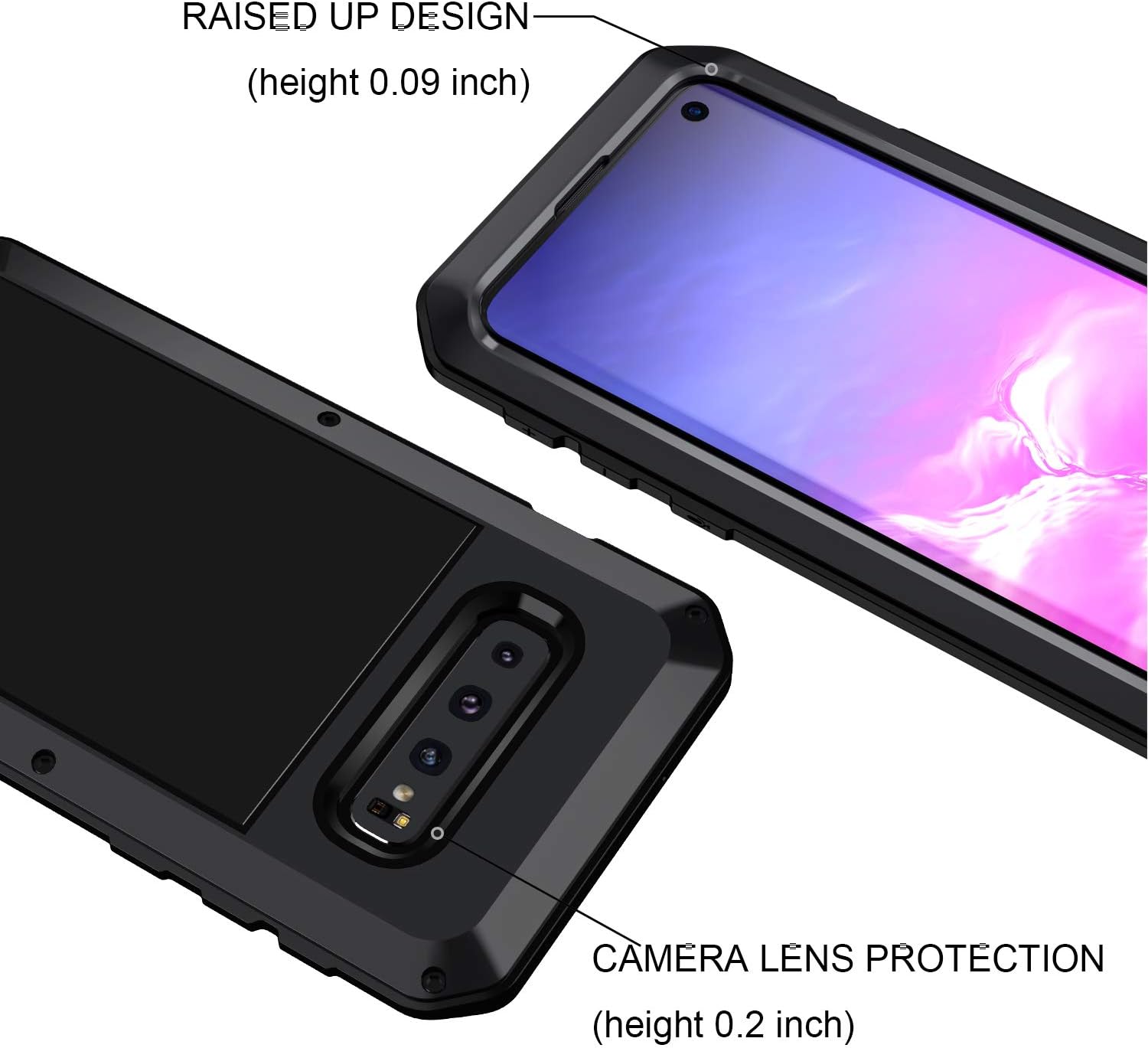 seacosmo Galaxy S10 Case, Shockproof Military Grade Full Body Protective Case Cover Heavy Duty Rugged Drop Resistant Defender for Samsung Galaxy S10 (Without Screen Protector), Black