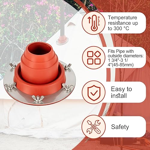Miniatura 5 de Kit de gato para estufa de tienda, tubo flexible de silicona para techo de alta temperatura, tubo de metal para techos intermitentes, kit de gato