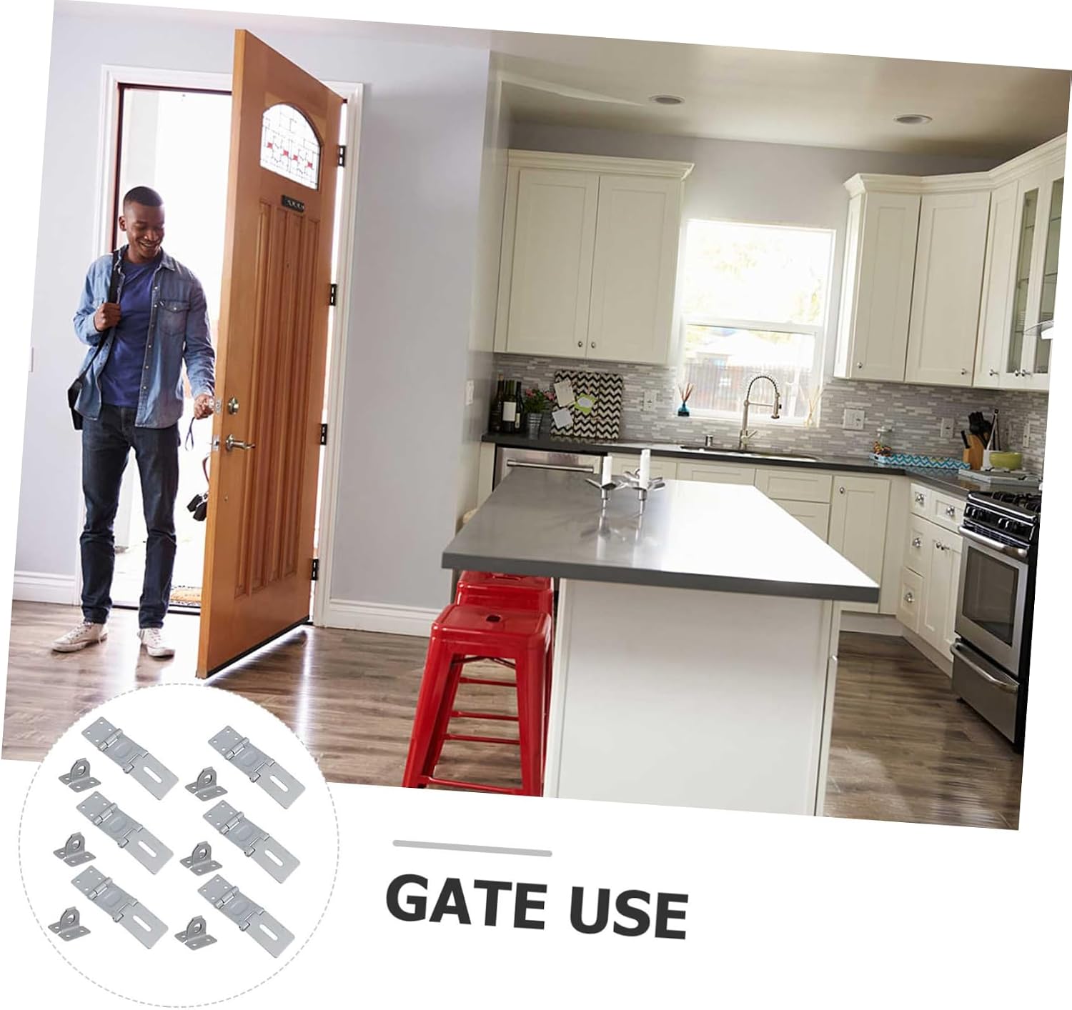 Angoily 11sets Padlock Hasp Lock for Sliding Doors Cabinets and Sheds Security Latch Easy Installation for Use