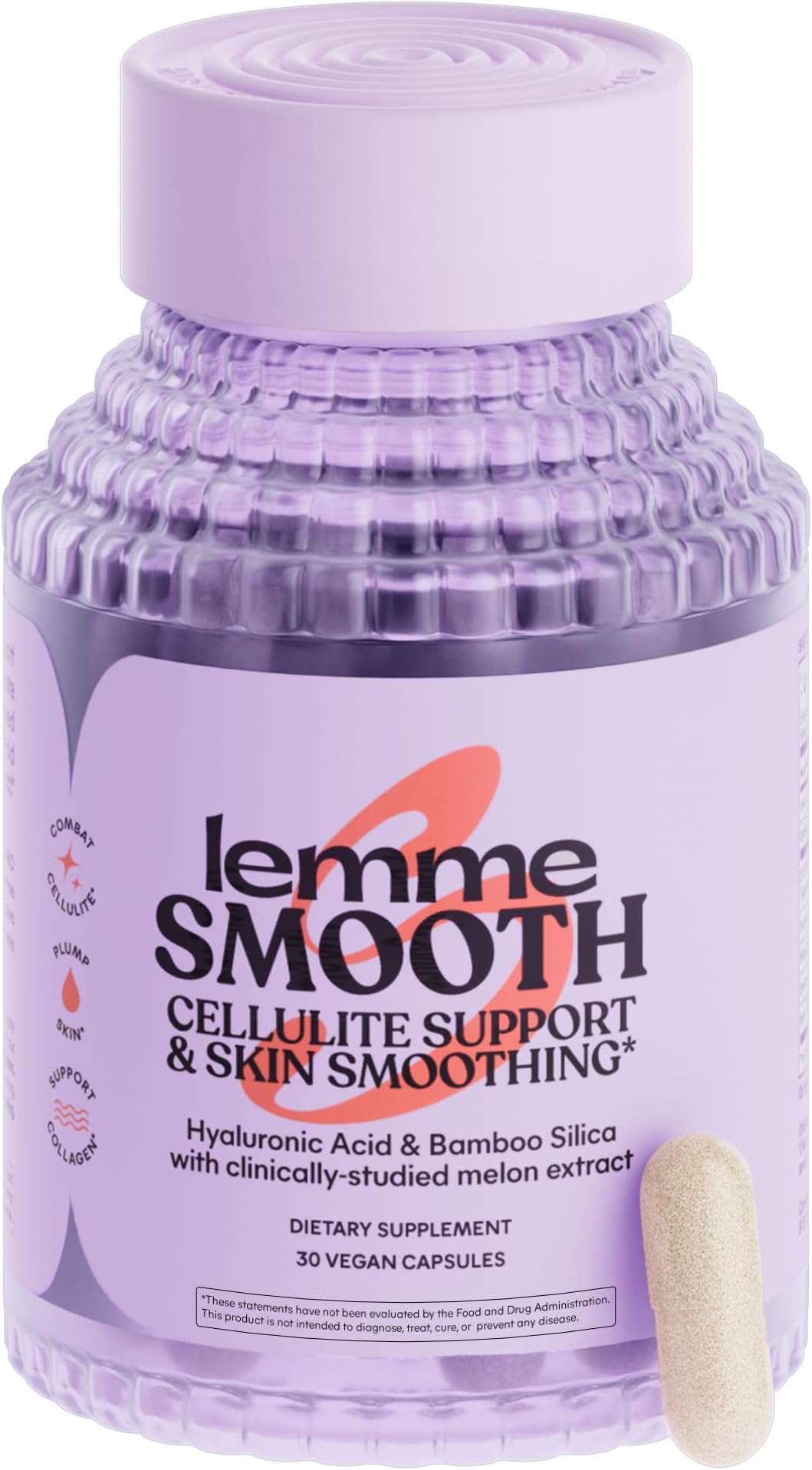 Lemme Smooth Anti Cellulite Capsules for Women, Smooth Legs & Thighs, Reduce Cellulite & Crepey Skin w/Clinically Studied SOD & Silica (1 Month Supply 30 ct)