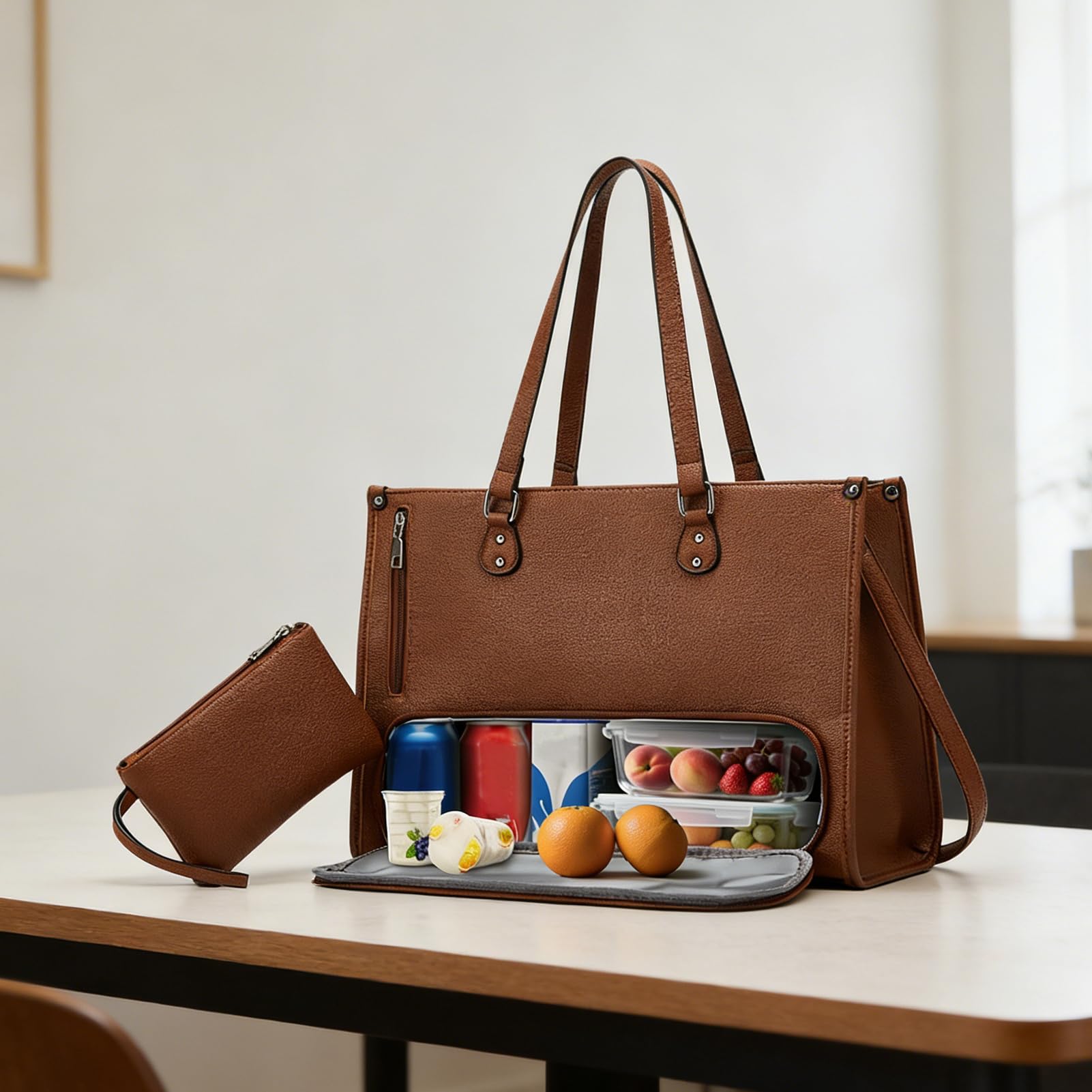Laptoptasche für Damen mit isoliertem Fach für Mittagessen | Tote Tasche für Arbeit, Handy, Tablet, Buch, Essen, Getränke, Universität, Schule, Reisen, Outdoor, Business, Reisen