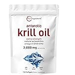 Micro Ingredients Antarctic Krill Oil Supplement, 2,000mg Per Serving, 120 Softgels, Triple Strength, Rich in Omega-3s EPA, DHA & Natural Astaxanthin, Supports Immune System & Brain Health