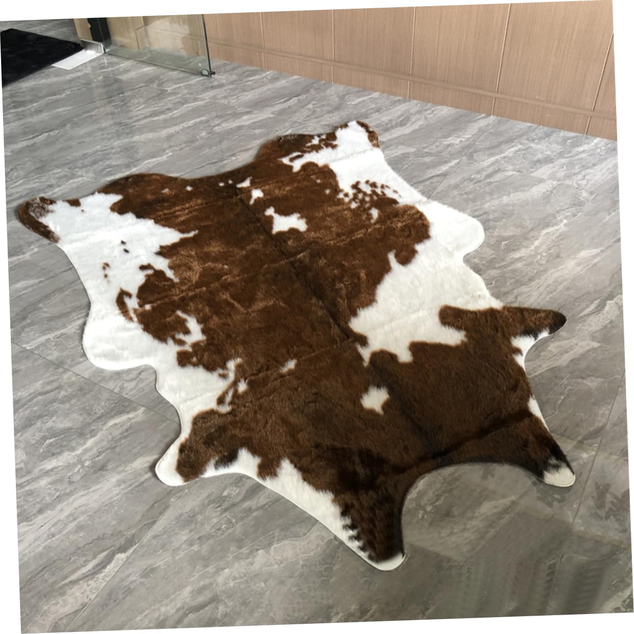 SOLUSTRE Tapis de Sol Moelleux à Motifs Animaux Imitation Peau de Vache Marron Léger pour Décoration Maison Salon Chambre Confortable et Chaleureux