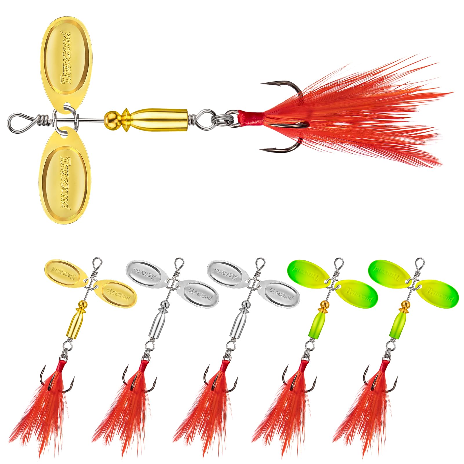 TRUSCEND Swim or Jig Fishing Spinner Baits for Freshwater and Saltwater, Rooster Tail Fishing Lures for Trout Bass Walleye Crappie Salmon Pike, Blade Bait with Copper Blade