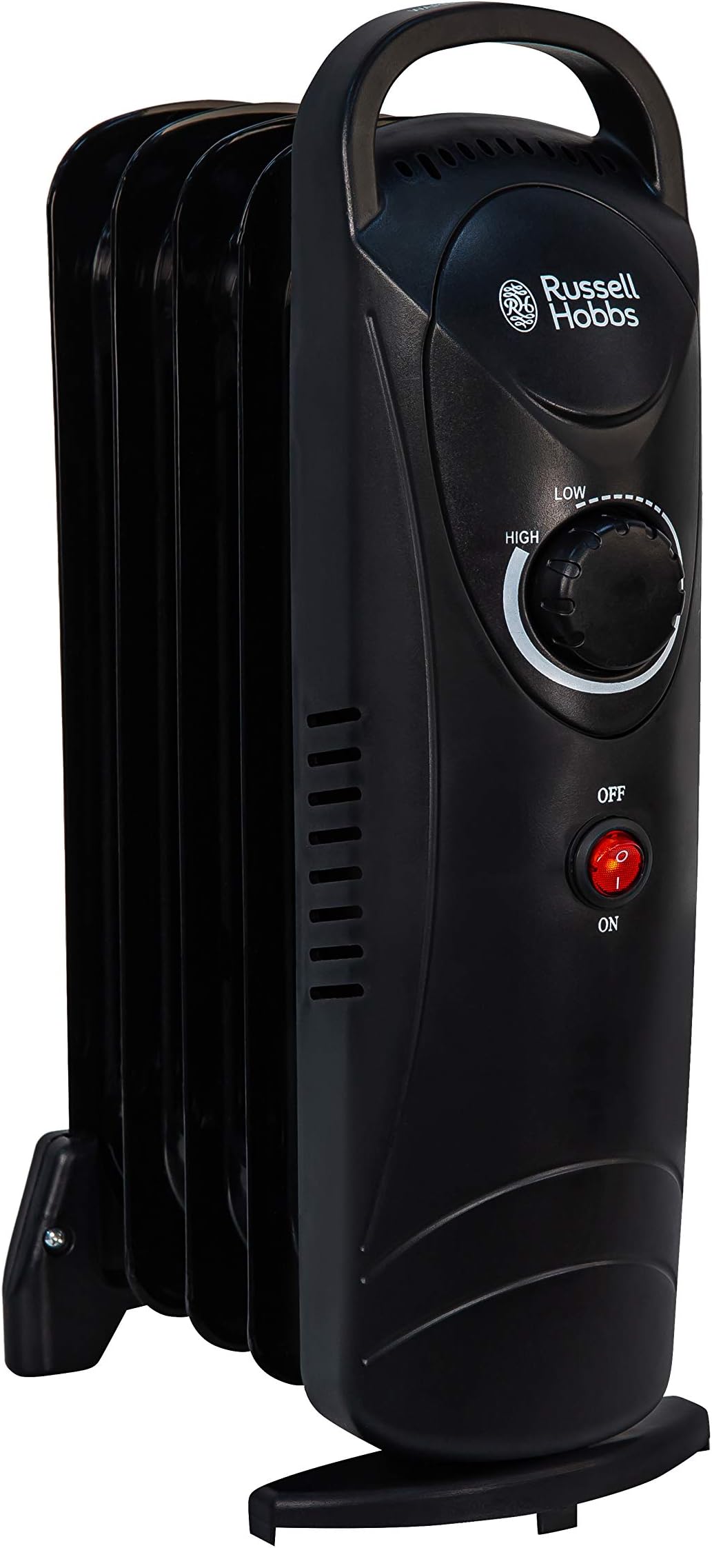 Russell Hobbs 650W Oil Filled Radiator, 5 Fin Portable Electric Heater - Black, Adjustable Thermostat, Safety Cut-off, 10 m sq Room Size, RHOFR3001, 2 Year Guarantee