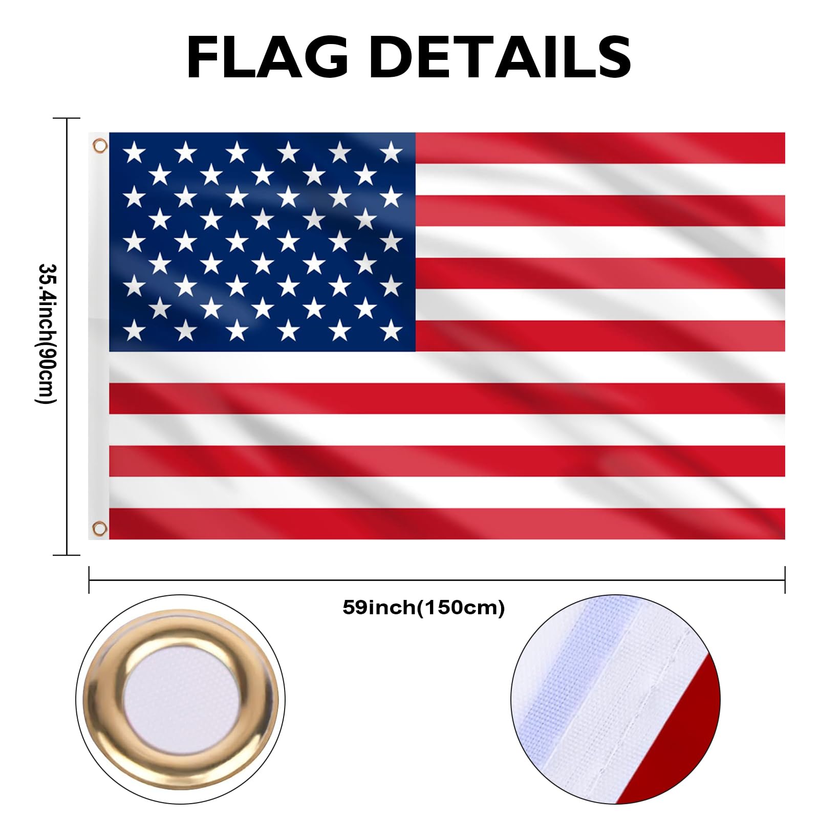 Wentsent American Flag 5x3ft - Image 2