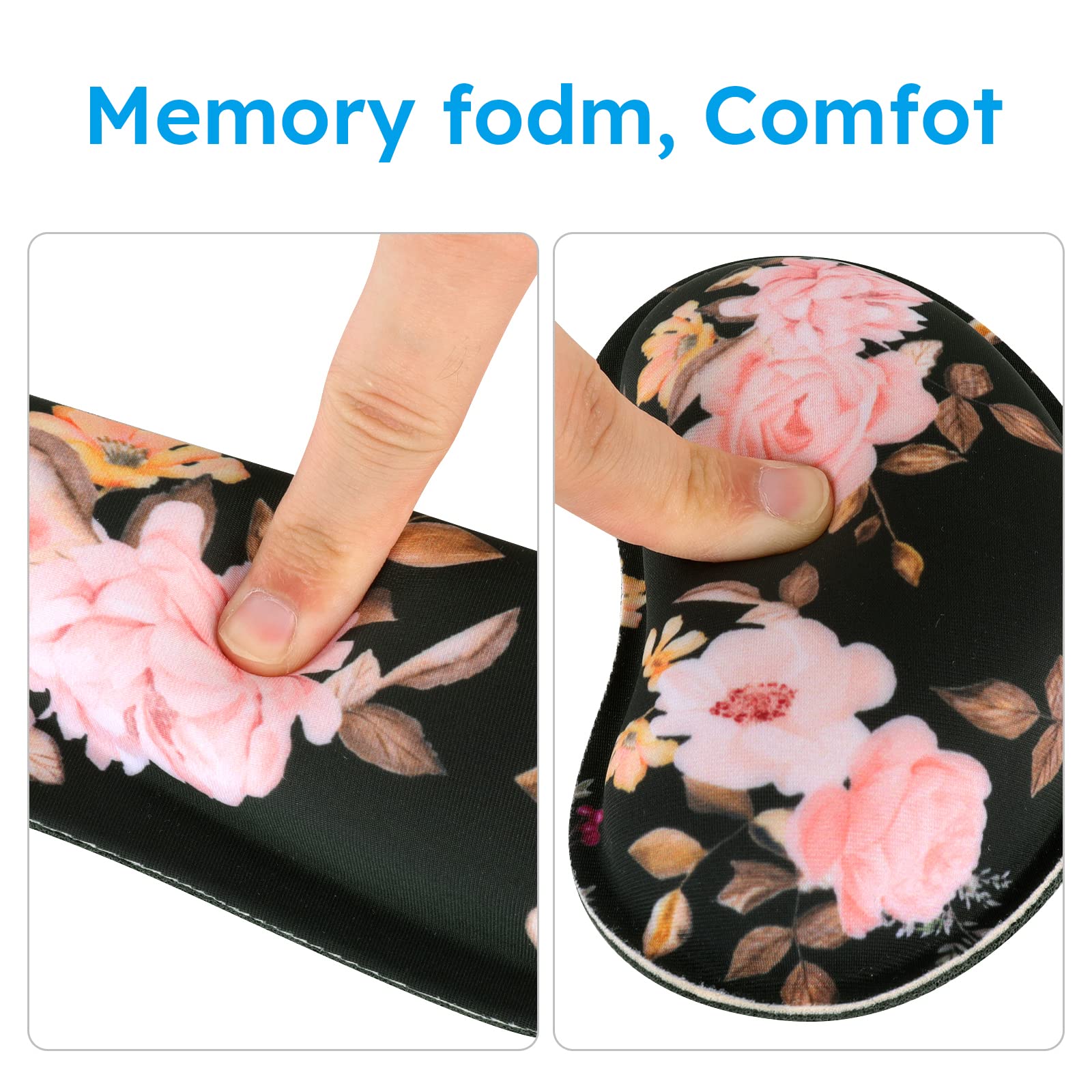 iCasso Lot de 3 tapis de souris pour clavier, tapis de souris de jeu étendu + repose-poignet pour clavier, mousse à mémoire de forme, soulagement de la douleur à la saisie facile, grand tapis de