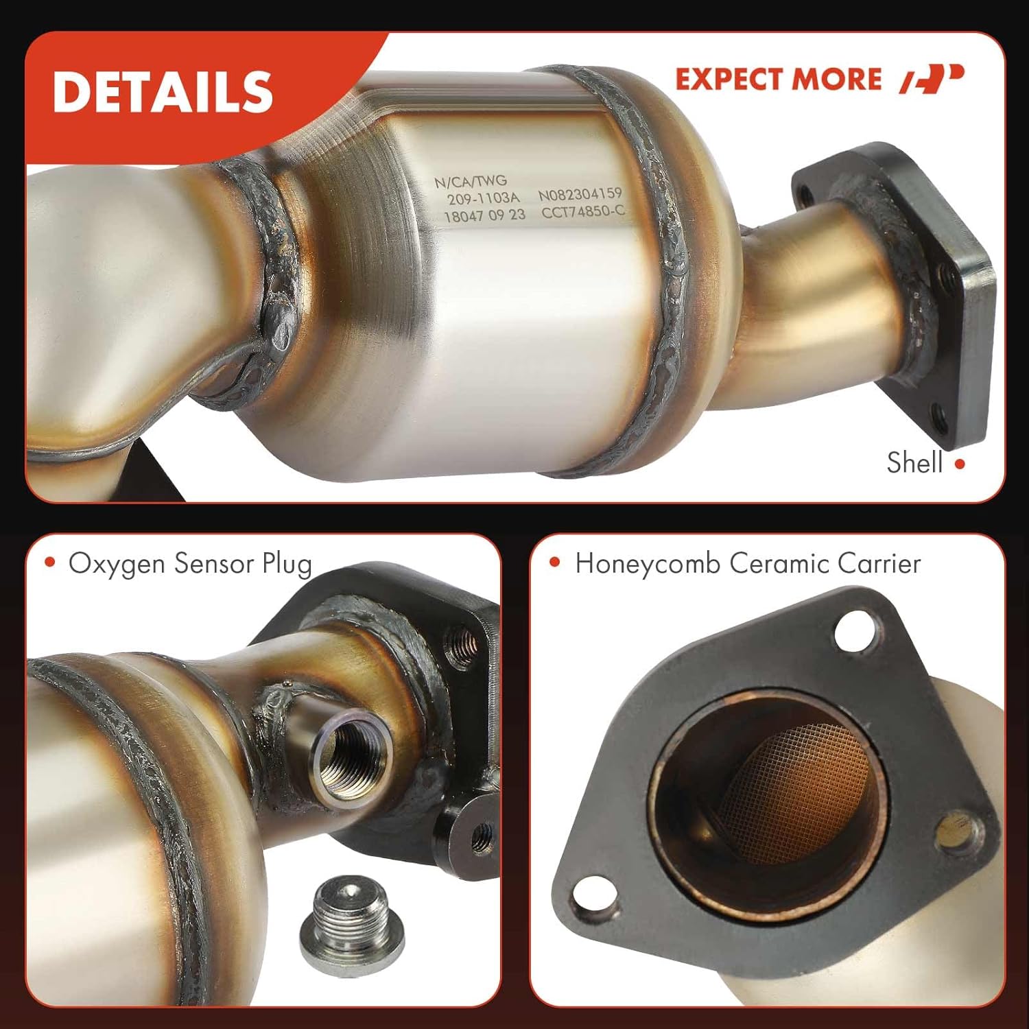 A-Premium 2-PC Front & Rear Exhaust Manifold Catalytic Converter Kit Direct-Fit Compatible with Honda Accord, Pilot, Odyssey, Ridgeline & Acura MDX, TL, RL & Saturn Vue, 3.0L 3.5L 3.7L, EPA Compliant