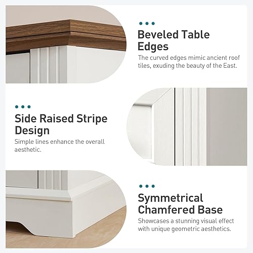 Miniatura 6 de Mesita de noche con 3 cajones, mesa auxiliar de 18 pulgadas de ancho con estación de carga, mesita de noche de granja, mesa auxiliar para