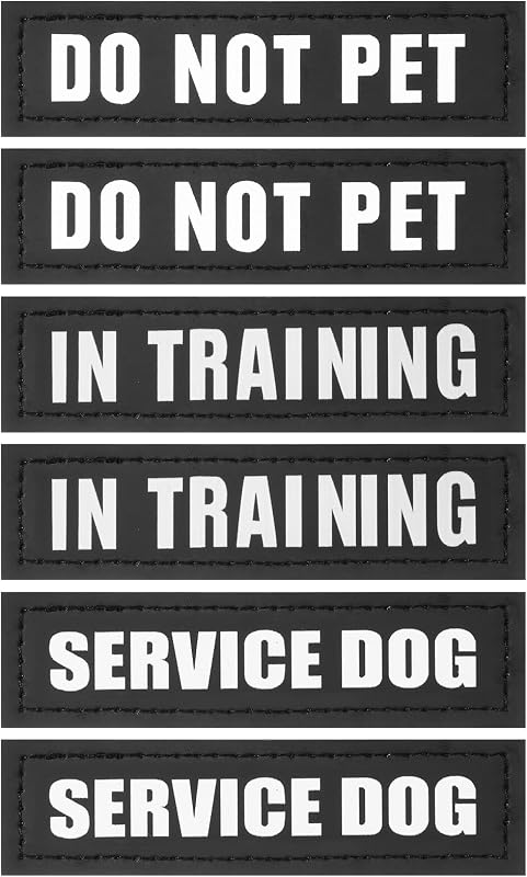 Adesivos para Peitoral de Cães de Serviço, Treinamento e Não Faça Carinho Tweruna, com Velcro, Pacote com 6