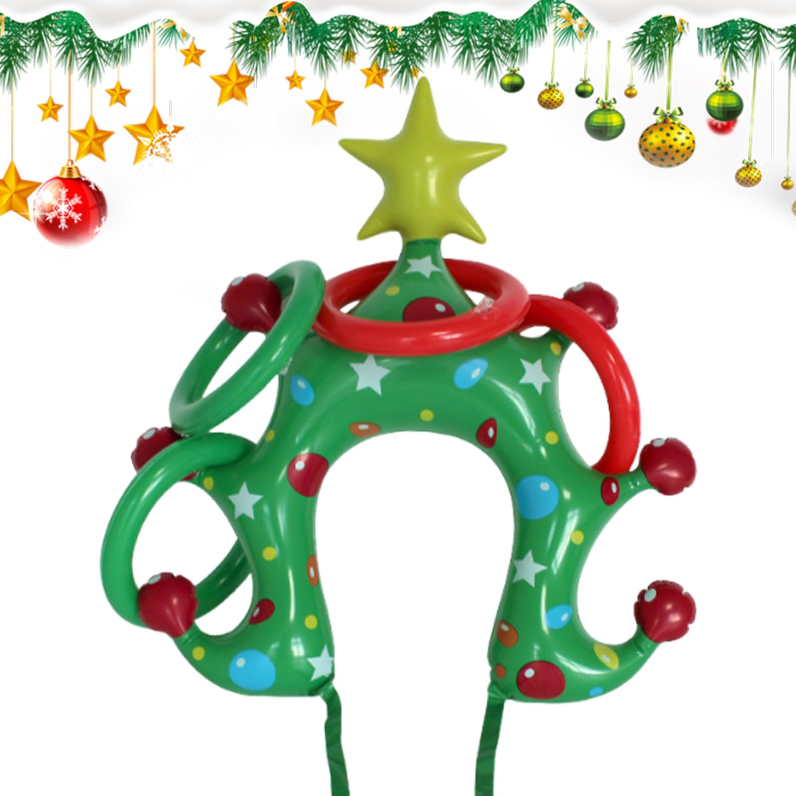 Jeu De Lancer D'anneaux De Noël Gonflable | Jeu de Chapeaux pour Arbre Festif