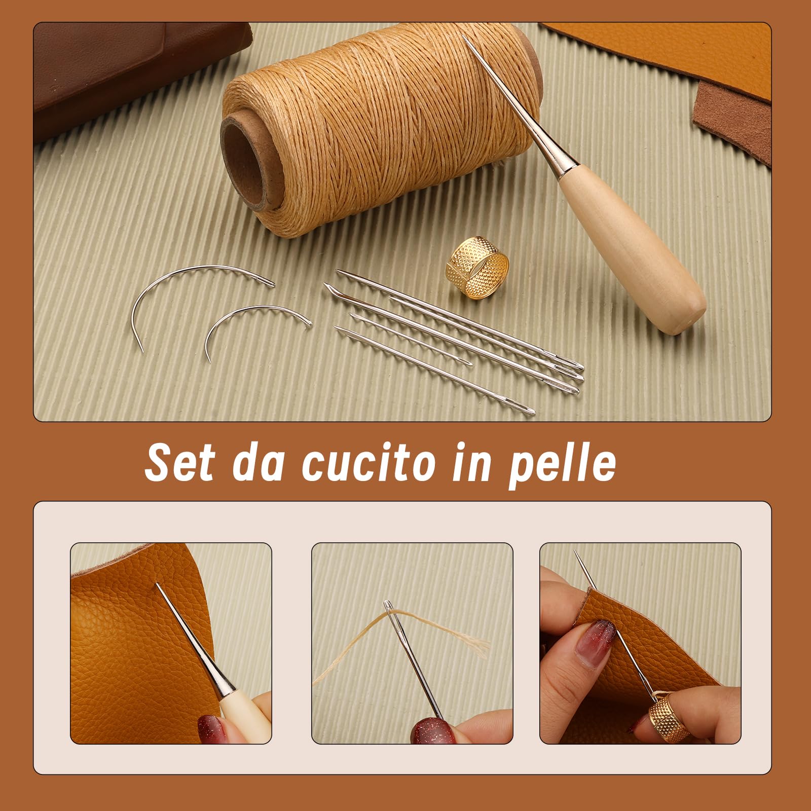 32x Kit di strumenti in pelle Kit di riparazione per cucito in pelle